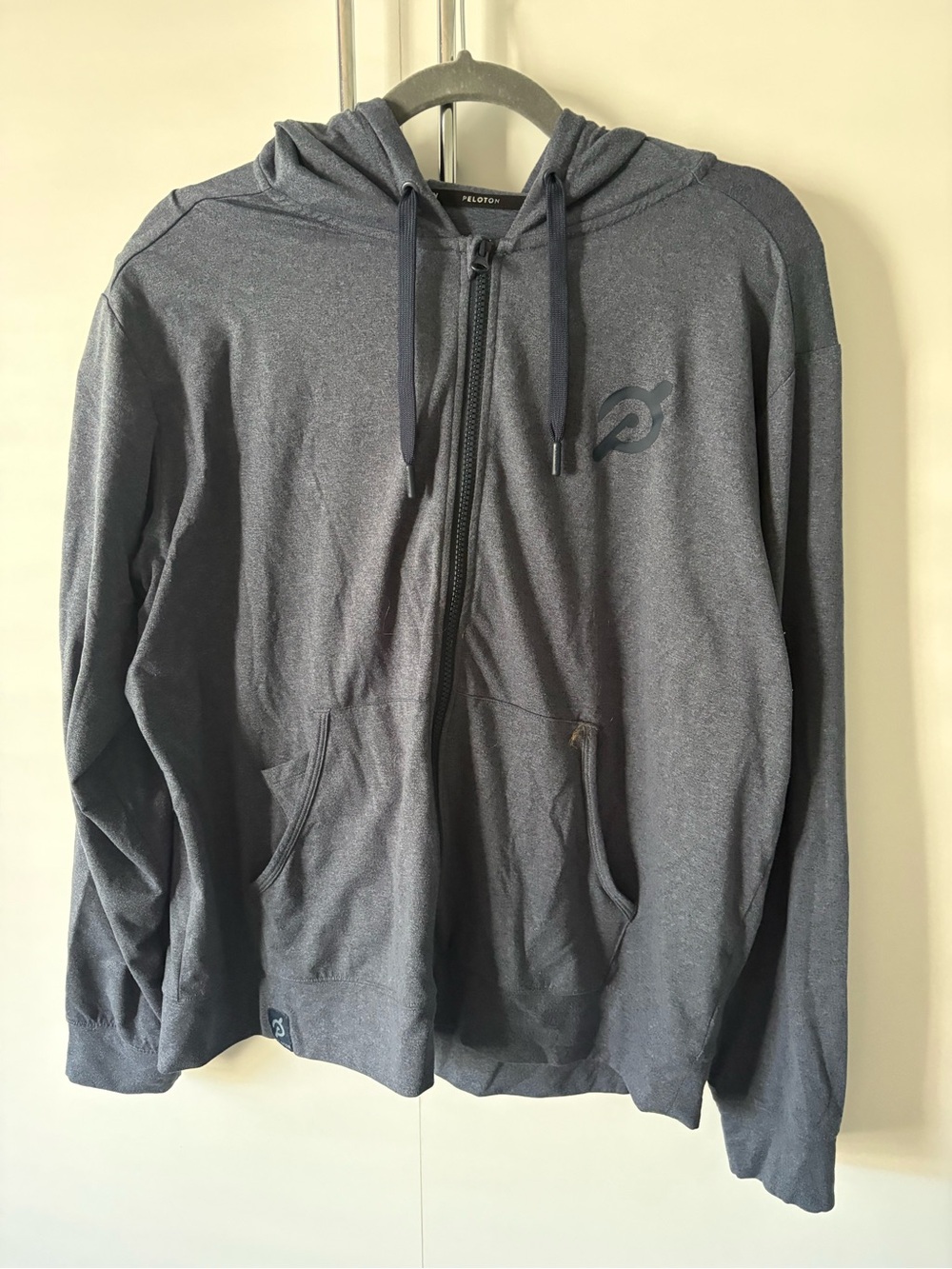 Peloton lightweight blue gray hoodie